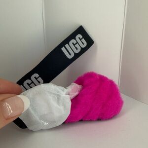 NWT UGG Fluff Yeah Mini Slide Keychain Bag Charm Rock Rose Pink